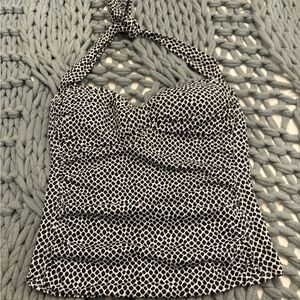 Tommy Bahama Black and White Halter swim Top